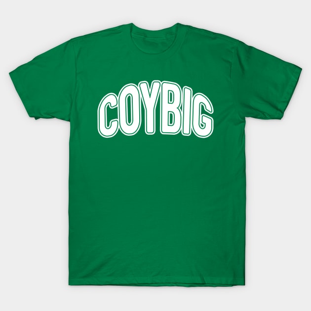 COYBIG, Glasgow Celtic Football Club White and Green Warped Text Design T-Shirt by MacPean